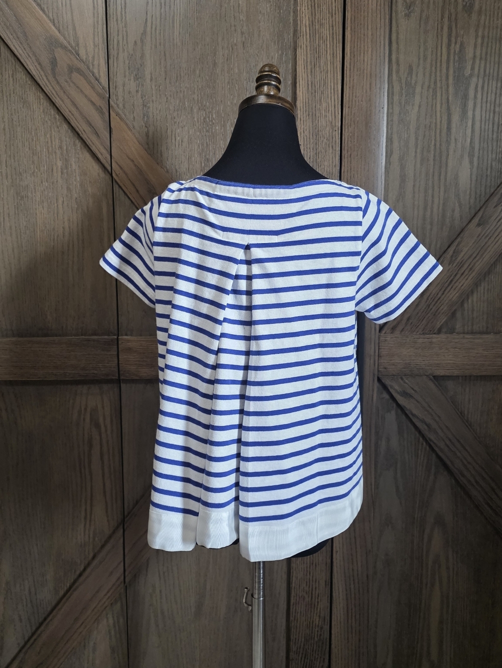 Sacai Blue and White Striped Short Sleeve Top - Picture 2 of 5